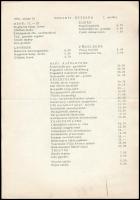 1972 Nemzeti Étterem étlapja