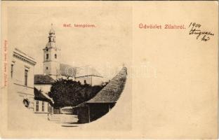 1904 Zilah, Zalau; Református templom. Seres Samu kiadása / Calvinist church (EK)