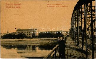 Lippa, Lipova; Maros folyó vashídja. W.L. 3042. / Eisenbrücke über Maros-Fluss / Mures riverside, iron bridge