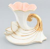 Ujj Zsuzsa: Tölcséres váza. Kézzel festett, jelzett, . Hibátlan. 12x14 cm