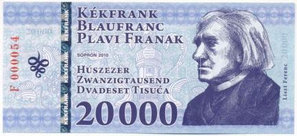 Sopron 2010. 20.000 Kékfrank Liszt Ferenc, F 000054 sorszámmal T:I