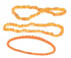 Borostyán hatású retró nyakláncok, 3 db