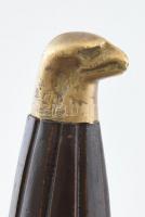 Horthy repülős tiszti tőr replika, magyar címeres beütővel a pengén. réz hüvely, kopott 36 cm