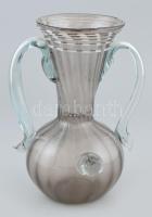 Füles váza, szakított üveg. m: 20 cm