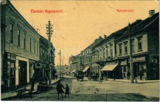 1909 Kaposvár, Korona utca, Korona szálloda, Geiszler Nep. János, Krausz Géza, Gulyás Gyula üzlete. W.L. 2554. (fl)
