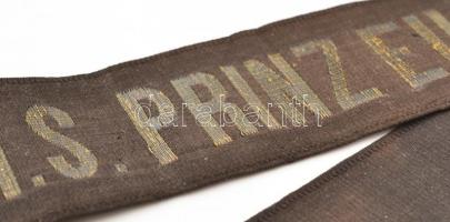 cca 1910 SMS Prinz Eugen hadihajó matróz sapka szalag, 98x3,5 cm/ Austro-Hungarian Monarchy SMS Prin...