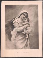 Cuno von Bodenhausen (1852-1931) festménye után, Franz Hanfstaengl metszése és kiadása: Madonna a kisdeddel. Heliogravűr, papír, jelzett a heliogravűrön. Kisebbtörés nyommal. 26x19,5 cm