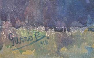 Garzó Bertalan (1882-1959): Színes táj, 1910. Akvarell, papír, jelzett, kartonra kasírozva, hátoldal...