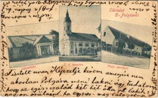 1902 Polgár, Tiszapolgár; Városháza, Római katolikus templom, Nagyvendéglő (Rb)