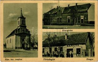 1943 Vértesboglár, Római katolikus templom, Községháza, Hangya szövetkezet üzlete (EK)