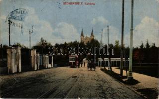 1918 Szombathely, Kálvária, villamos. Dukesz Sándor kiadása (EK)