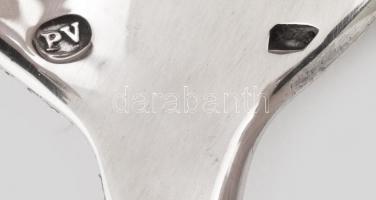 Ezüst (Ag) vágott angol fazonú mokkás kanál, 6 db, jelzett, nettó: 74 g, h:10,5cm