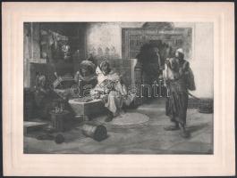 Tornai Gyula (1861-1928) festménye után: Marokkói jelenet, 1890-es évek. Heliogravűr, papír, jelzett a nyomaton. 20x28,5 cm
