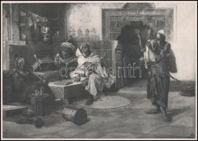 Tornai Gyula (1861-1928) festménye után: Marokkói jelenet, 1890-es évek. Heliogravűr, papír, jelzett...