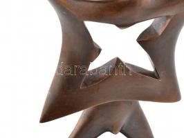 Sztrákos László (1954): Táncoló sámán, öntött, patinázott bronz, márvány talapzaton. m:40 cm, Jelezv...