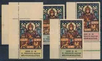 Szent István év III. orsz. bélyegkiállítás 6 db klf levélzáró ívszéli példányok