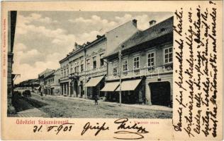 1903 Szászváros, Broos, Orastie; Vásártér utca. Schuller A. kiadása / street (EK)