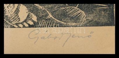 Gábor Jenő (1893-1968): Pihenő. Fametszet, papír. Jelzett. 18x23,5cm