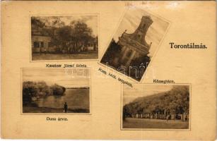 1916 Torontálalmás, Torontál-Almás, Apfeldorf, Jabuka; Római katolikus templom, községháza, Dunai árvíz, Kasztner József üzlete / church, town hall, Danube flood, shop (EK)