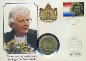 Hollandia 1970. 10G Ag "Julianna királynő" bélyeges érmés borítékon T:1 hátoldali ismertető tanúsítvánnyal Csak 7000 db!