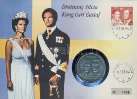 Svédország 1976. 50K Ag "Szilvia és Károly" bélyeges érmés borítékon T:1 hátoldali ismertető tanúsítvánnyal Csak 7000 db!