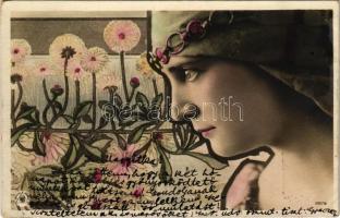 1905 Szecessziós hölgy / Art Nouveau lady. B.J. Falk (EK)