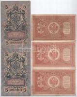 Orosz Birodalom 1898. 1R (3x) + 1905. 3R (3x) + 1912-1917 (1909) 5R (2x) Szign.:Shipov T:III kis sza...
