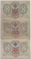 Orosz Birodalom 1898. 1R (3x) + 1905. 3R (3x) + 1912-1917 (1909) 5R (2x) Szign.:Shipov T:III kis sza...