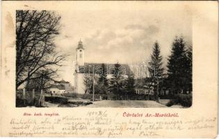 1905 Aranyosmarót, Zlaté Moravce; Római katolikus templom. Brunczlik Imre kiadása / church (EK)