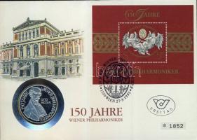 Ausztria 1992. 100Sch Ag "Otto Nicolai" érmés borítékon, bélyegblokkal T:PP hátoldali ismertető tanúsítvánnyal