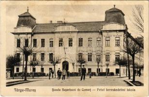 Marosvásárhely, Targu Mures; Felső kereskedelmi iskola / Scoala Superioara de Comert / school + 1940 Marosvásárhely visszatért So. Stpl (fl)