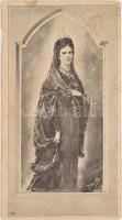 cca 1898 Istenben boldogult Erzsébet királynénk kegyeletes emlékére (1837-1898) emléklap 14x8 cm Kissé megviselt / Queen Elisabeth memorial card 14x8 cm