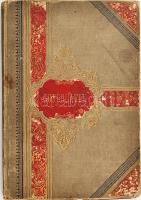 1883 Emlékkönyv sok bejegyzéssel, rajzokkal, litho matricákkal, aranyozott félvásozn kötésben