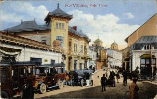 1916 Ramnicu Valcea, Piata Traian / square, automobiles, shops. Editura Gr. Petrescu & P. Anastasiu (EB)