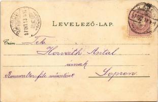 1897 (Vorläufer) Kassa, Kosice; Fő utca, lóvasút, Gazdasági tanintézet, Mária szobor. Koczányi és Vi...