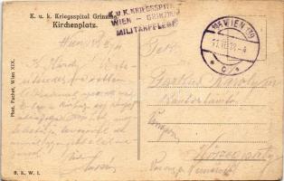 1918 Wien, Vienna, Bécs XIX. Grinzing (Döbling), K.u.K. Kriegsspital Grinzing, Kirchenplatz / WWI Au...