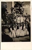 1938 Ipolyság, Sahy; bevonulás, az első tábori mise / entry of the Hungarian troops, first field mass + 1938 Ipolyság Az Első Visszatért Magyar Város So. Stpl.