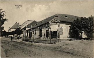 Ipolyság, Sahy; Fő tér, Berner Mihály üzlete, Polgár I. Könyvnyomdája és Könyvkötészete és saját kiadása / main square, shops