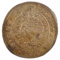 1690K-B 15kr Ag "I. Lipót" (6,62g) T:2 patina / Hungary 1690K-B 15 Kreuzer Ag "Leopol...