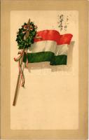 1919 Magyar zászló / Hungarian flag. Welt-Krieg 1914. Meissner & Buch Kriegs-Postkarten Serie 2076. Isten áldd meg a magyart! litho