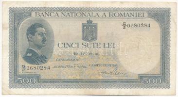 Románia 1936. 500L "G/2 0680284" T:III apró szakadás Romania 1936. 500 Lei "G/2 0680284" C:F tiny tear Krause P#42b