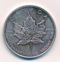 Kanada 1989. 5$ Ag "II. Erzsébet / Juharlevél" (1oz/0.999) T:1,1- 
Canada 1989. 5 Dollars...