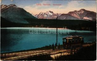 1913 Tátra, Magas-Tátra, Vysoké Tatry; Csorba-tó, villamos. Ed. Feitzinger No. 1106. / Strbské pleso / Csorbersee / lake, tram (Rb)