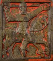 Zalaegerszeg: Harcos a lovon. Kerámia falplasztika. Jelzett, hibátlan, 24x20,5 cm
