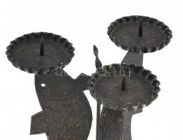 Iparművész halas fém gyertyatartó, jelzés nélkül, kopásnyomokkal, m: 25 cm, d: 15 cm