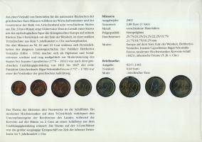 Görögország 2002. Komplett Euro forgalmi pénz sor bélyeges érmés borítékon, elsőnapi bélyegzővel T:2...