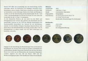 Németország 2002. Komplett Euro forgalmi pénz sor (benne A+D vegyes verdejelek) bélyeges érmés borít...