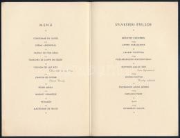 1933 A budapesti Gundel Étterem szilveszteri menüje, art deco rajzos címlappal, szign. Segesváry Iza...