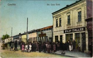 1930 Corabia, Strada Cuza Voda, Librarie si papeterie Filip Taller / street, book shop (Rb)