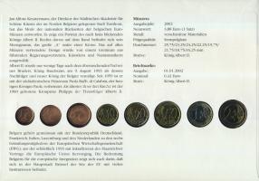 Belgium 1999-2001. Vegyes évszámú komplett Euro forgalmi pénz sor bélyeges érmés borítékon, elsőnapi...